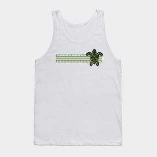 Green Tribal Turtle Tattoo Stripe Tank Top